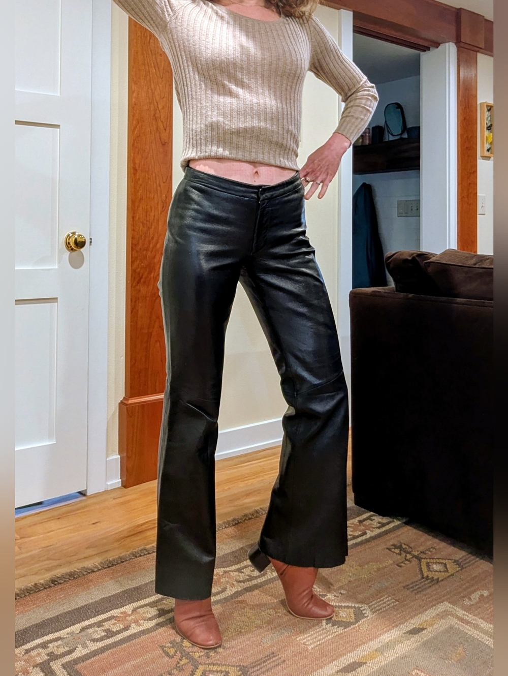Genuine Leather Bootcut Leather Pants